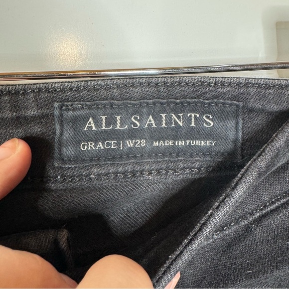 Allsaints Grace Distressed Skinny Black Jeans Size 28 - Picture 4 of 4